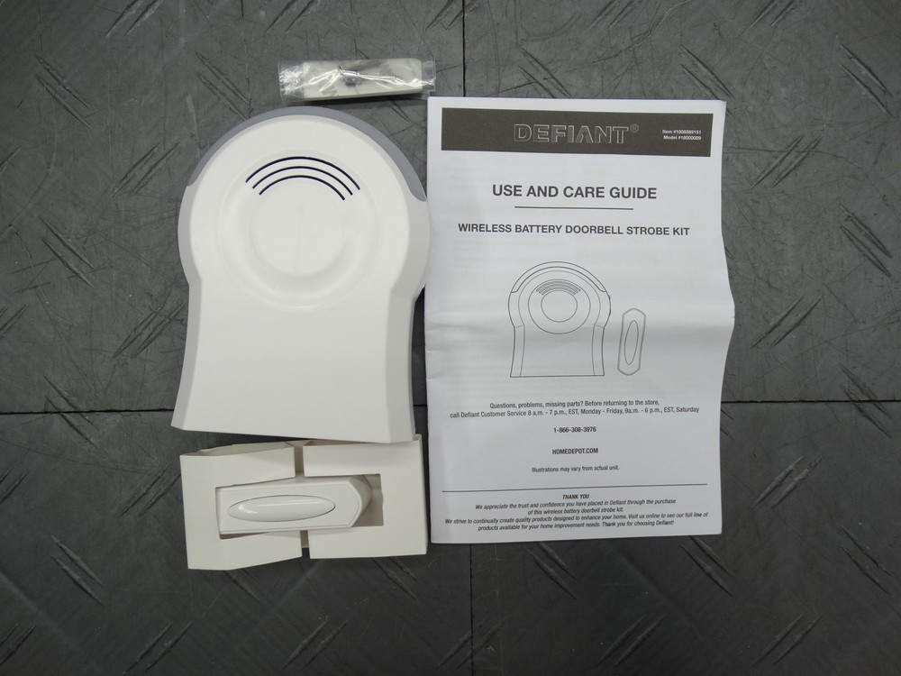 Defiant Wireless Battery Operated Tabletop Doorbell Kit Wireless Push Button