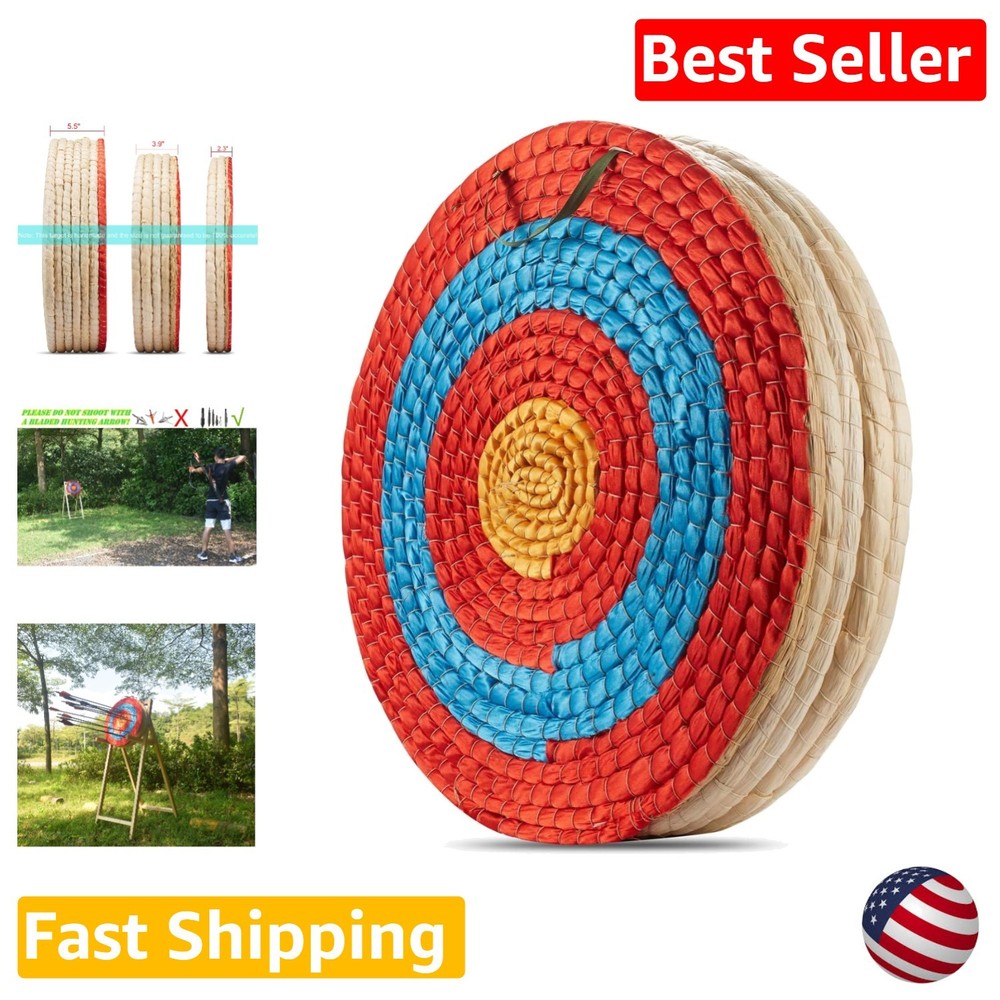20" Archery Target, 5-Layer Straw, Durable for Recurve/Compound Bows