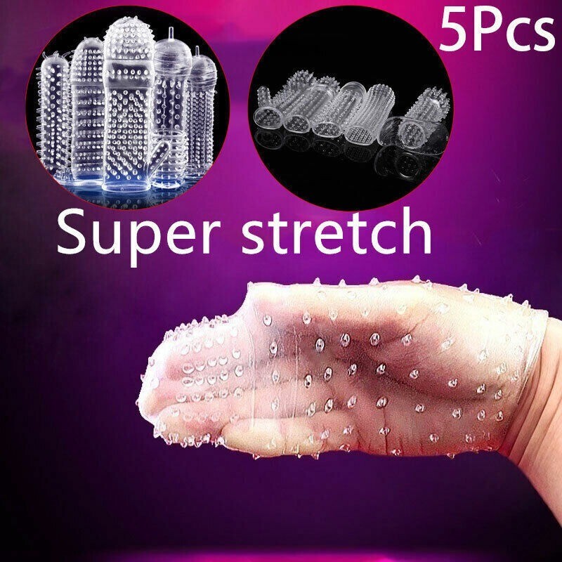 5PCS Male-Penis-Extender-Enlarger-Sleeve-Reusable-Condom-Delay-Ejaculation Set
