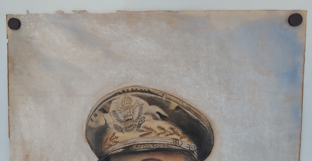 General Douglas MacArthur Drawing Signed By Artist WWII 1942