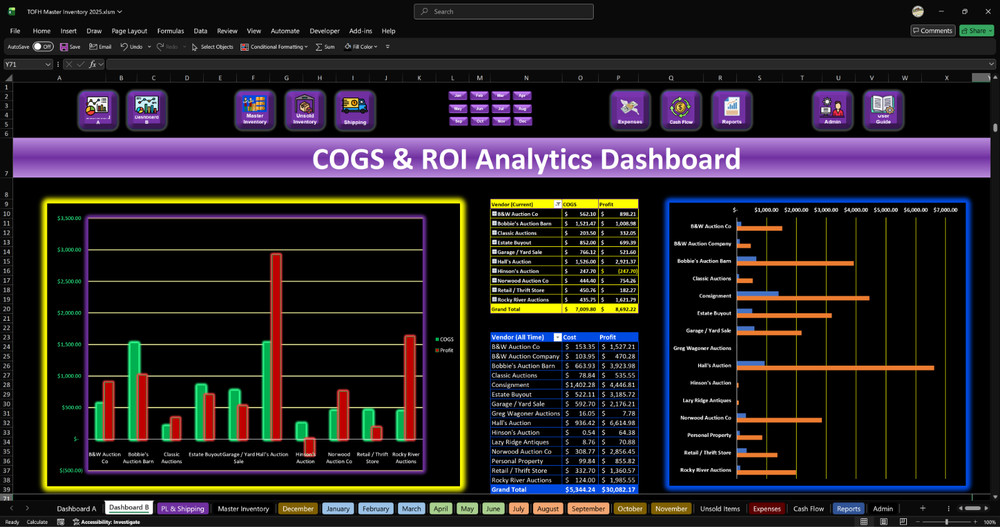 Reseller Inventory & Sales Tracking System Excel Workbook No Subscription (Pre)