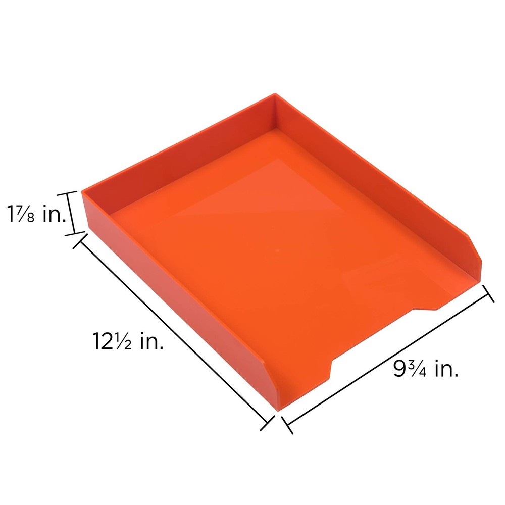 Stackable Trays - Orange - Desktop Document, Letter, & File Organizer Tray - ...