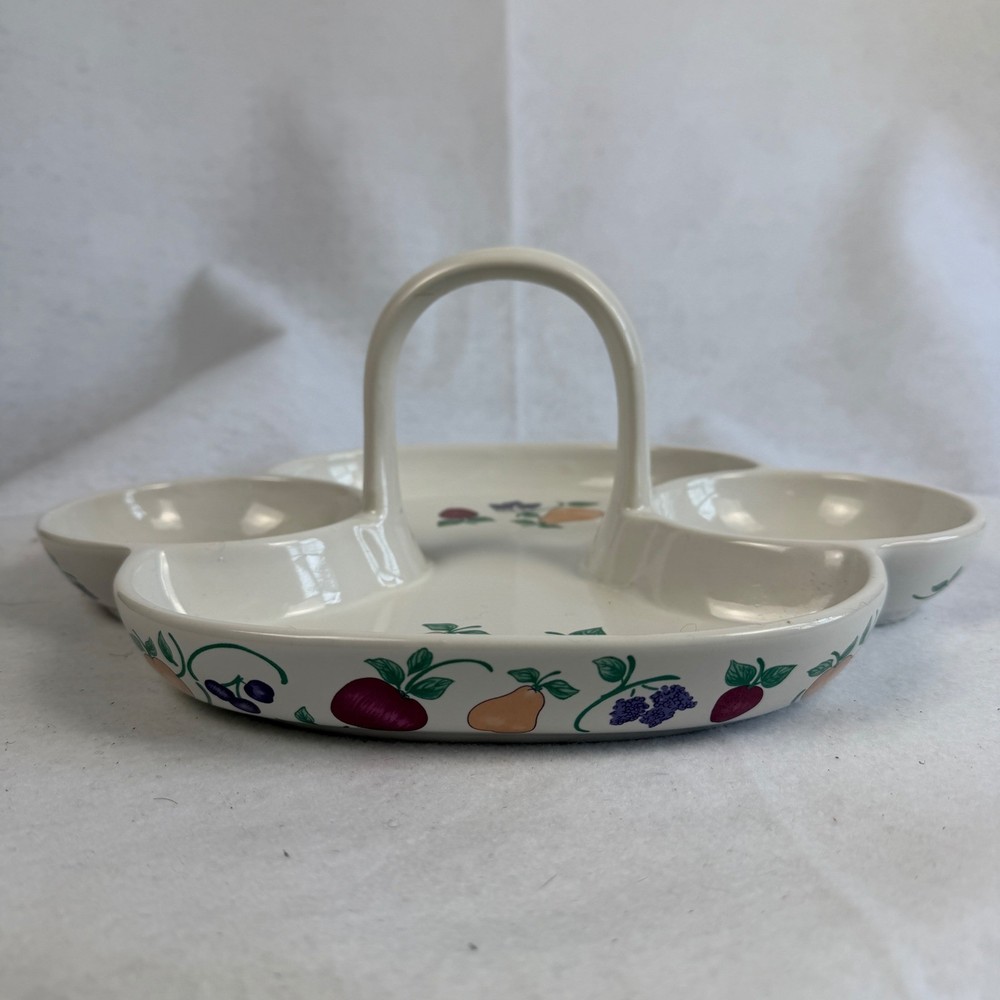 Orchard Medley Princess House Multi Compartment Serving Dish Handle Fruit