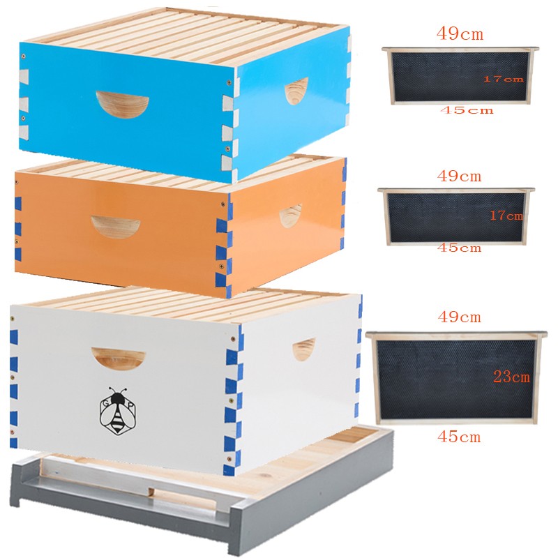 3 Layer Bee Hive Langstroth Kit 10 Deep & 20 Medium Frames Painting Baked finish