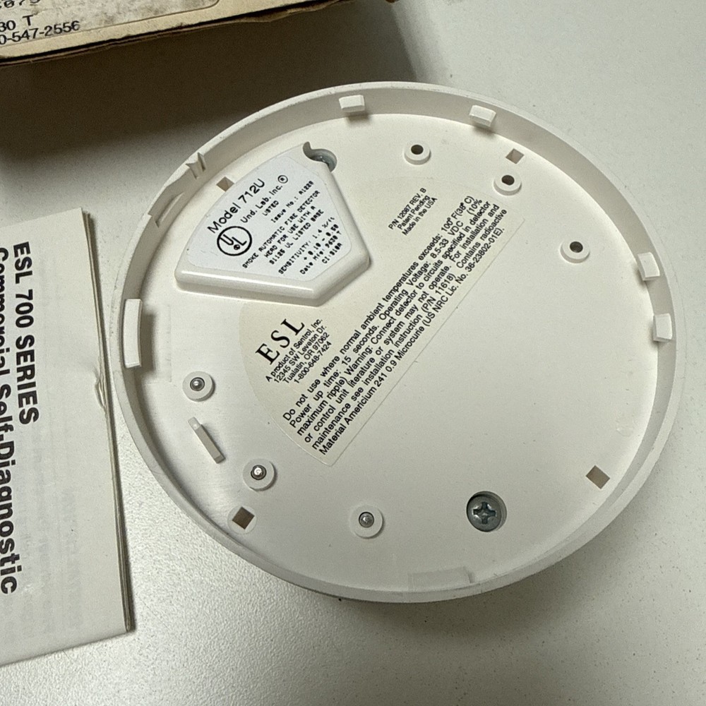 ESL 721U IONIZATION SMOKE DETECTOR HEAD 2-Wire 721/u
