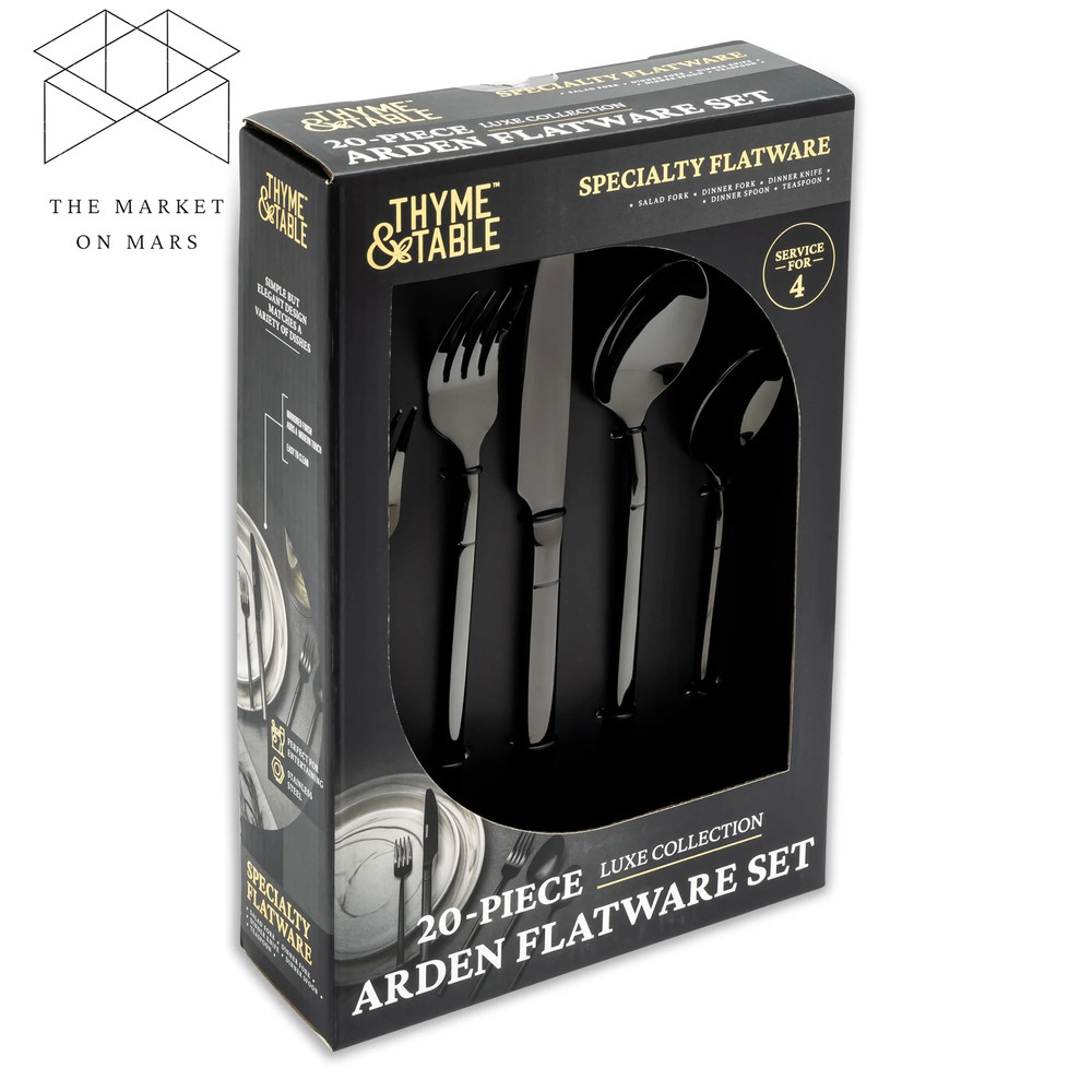 20-Piece Black Stainless Steel Flatware Set (Service for 4)