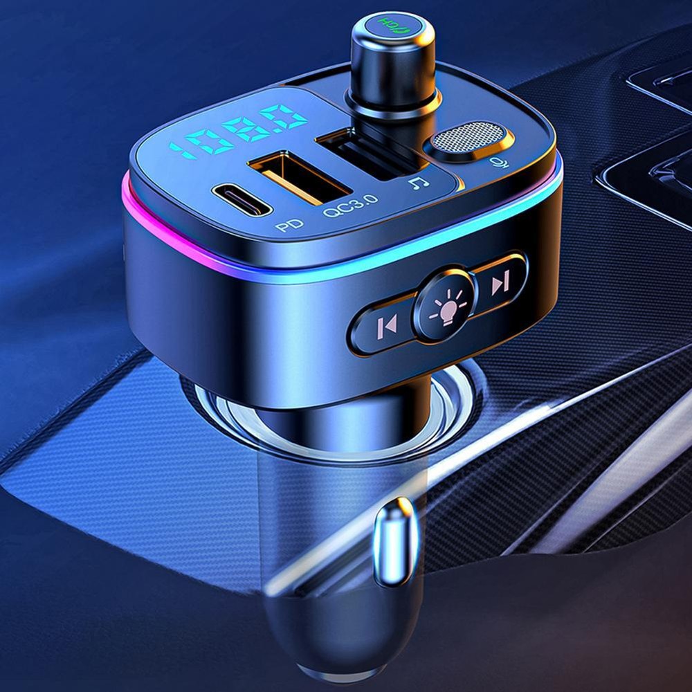 Bluetooth5.0 Fm Transmitter For Car, QC3.0 Quick USB Charger Adapter for iPhone