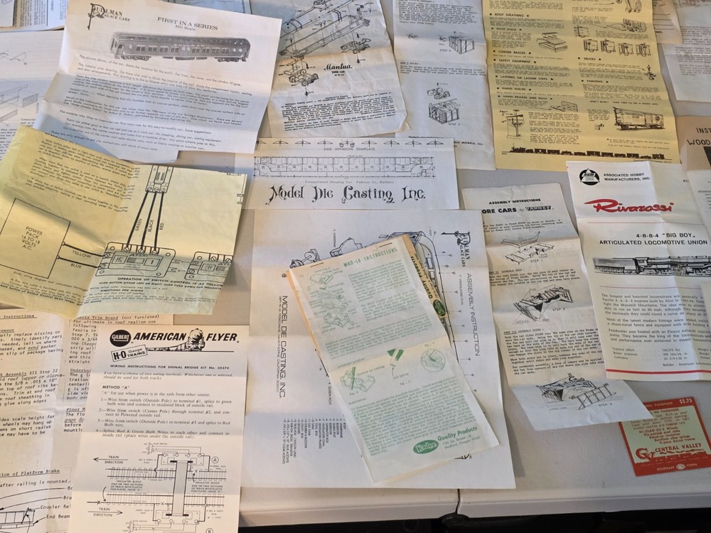 Vintage HO Scale Model Railroad Assembly Instructions Lot 30+ Sheets Mixed