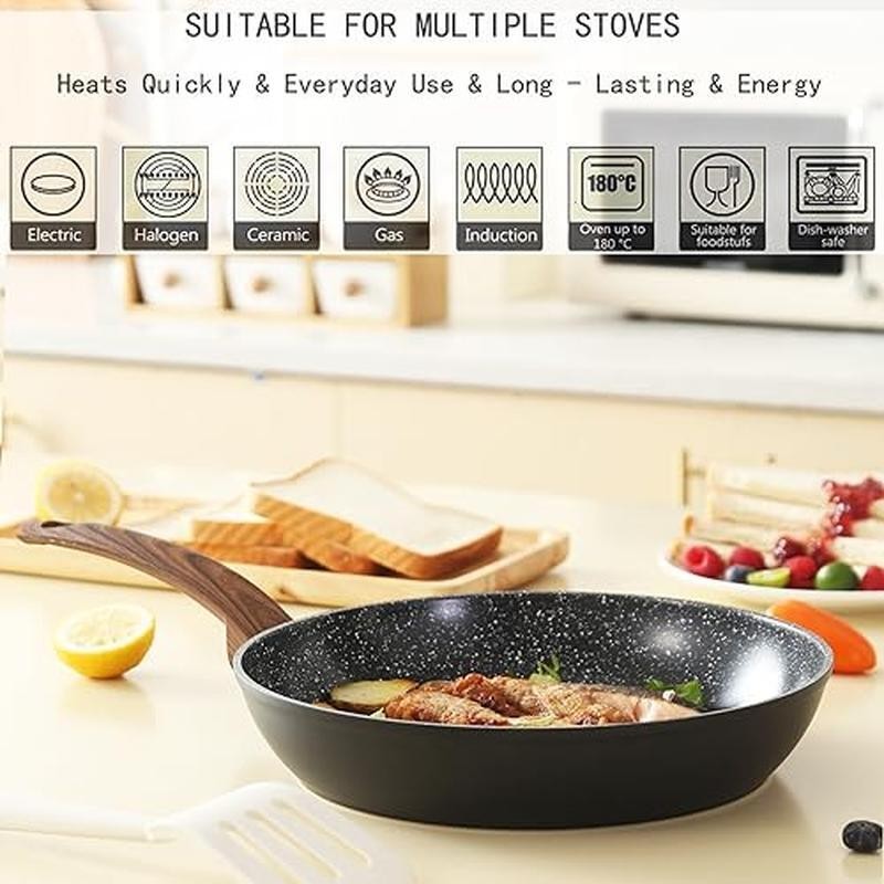 Non-Stick Ceramic Cookware Set Induction Pots & Pans Kitchen Cooking Utensils US