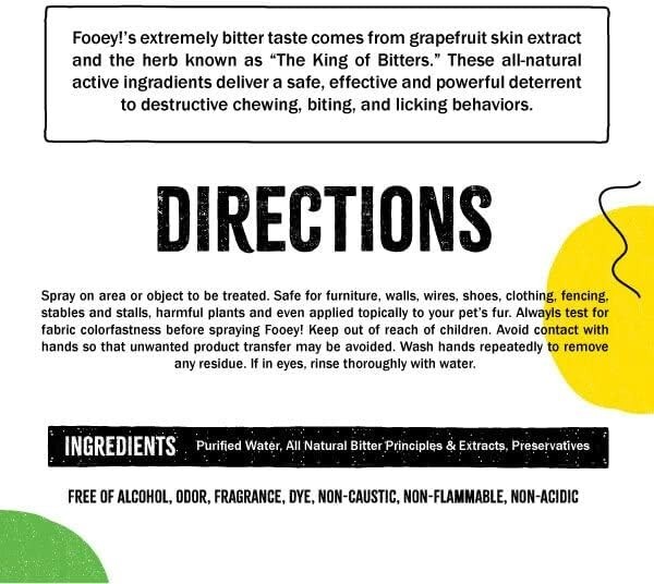Fooey Bitter Spray Pet Training Aid – Stops Chewing, Biting & Licking – 4oz