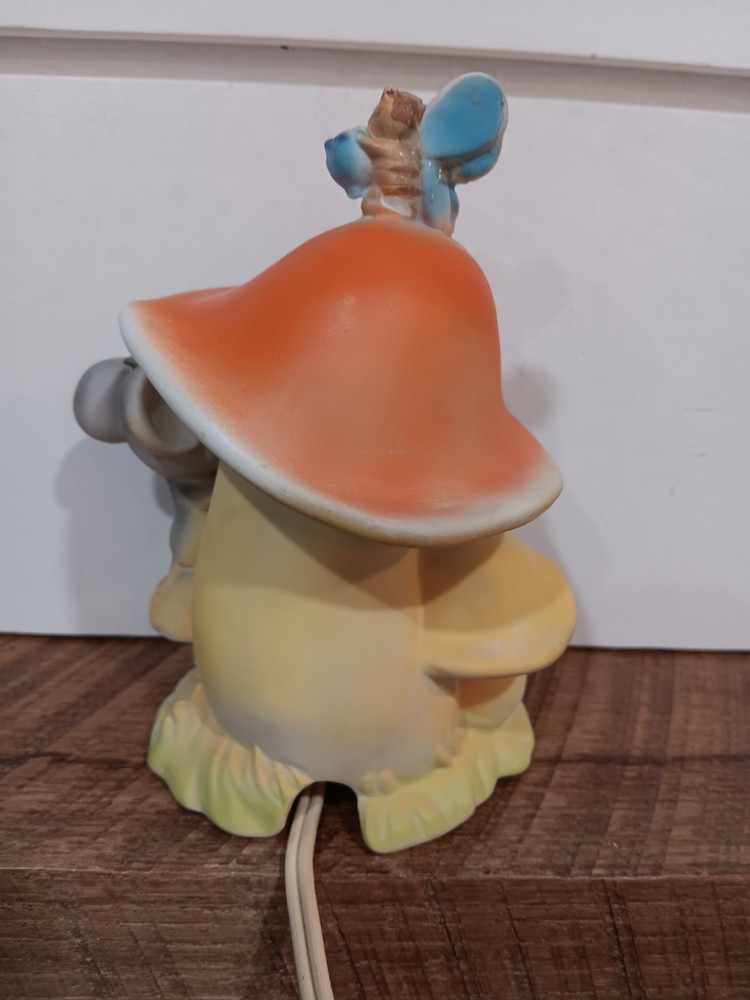 Vintage Lefton Mouse Mushroom Butterfly Ceramic Nightlight Light MCM
