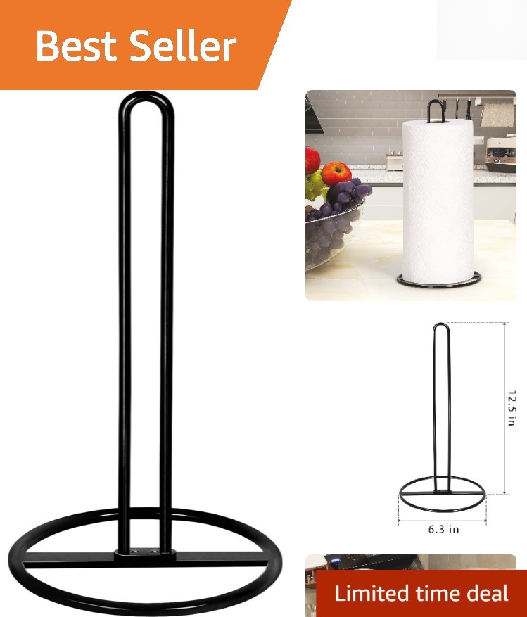 Portable and Stylish Black Paper Towel Stand - Easy Kitchen Storage Solution