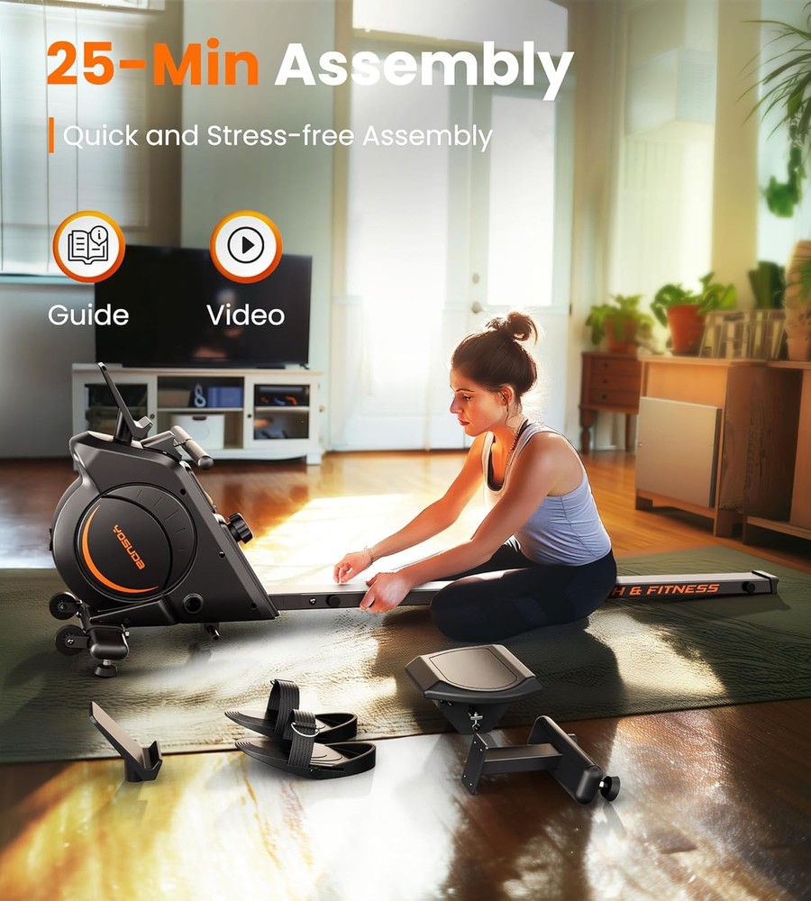 Magnetic & Water Rowing Machine Home Bluetooth App Supported Comfortable