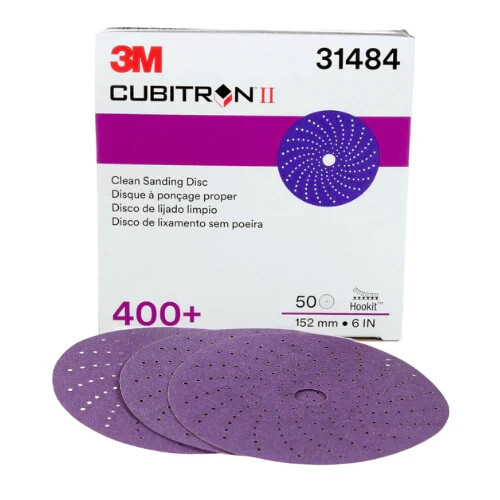 3M 31484 Cubitron II Hookit, 50 Discs, 6in, 400+ Grade, Multi-Hole Sanding Discs