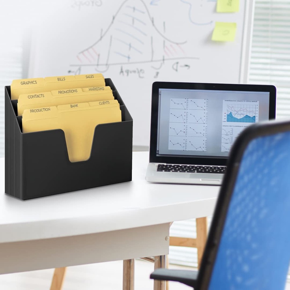Horizontal Triple File Folder Holder Organizer Letter Size Black Color