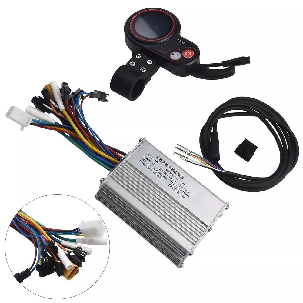 1200W 48V-25A Brushless Motor Controller + LCD Display & 6 Pin Cable For Scooter