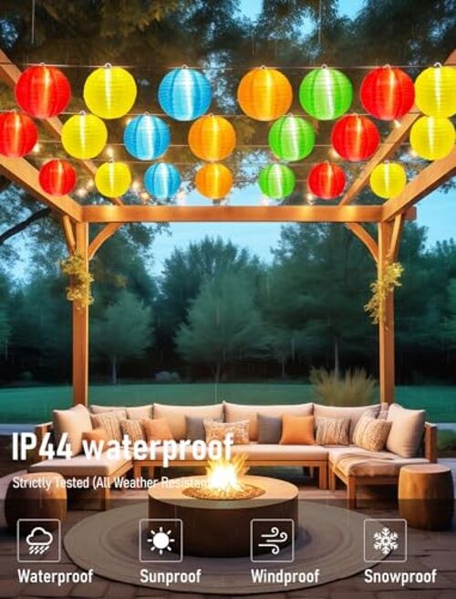 G40 LED Outdoor Lantern String Lights, 27.5FT Patio String Lights Multicolor