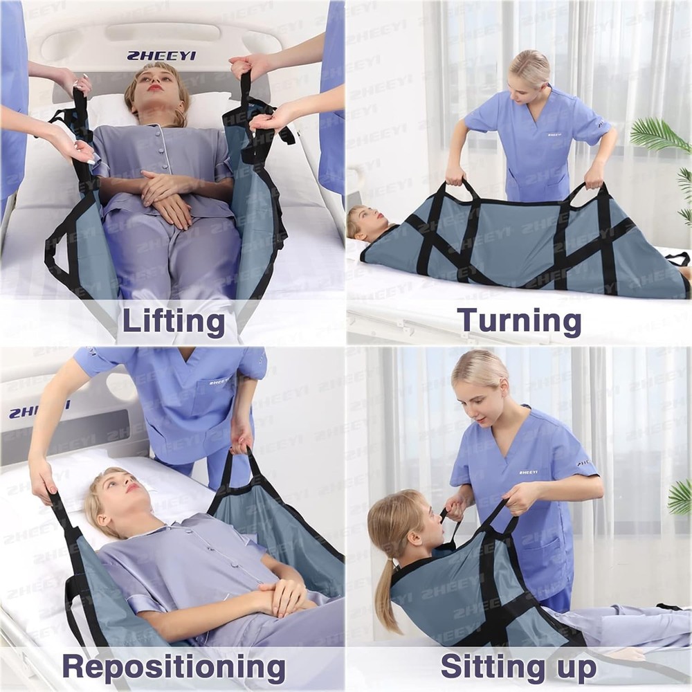 Reinforced Handle Patient Transfer Sheet 48"x40" for Safe, Comfortable Lifting
