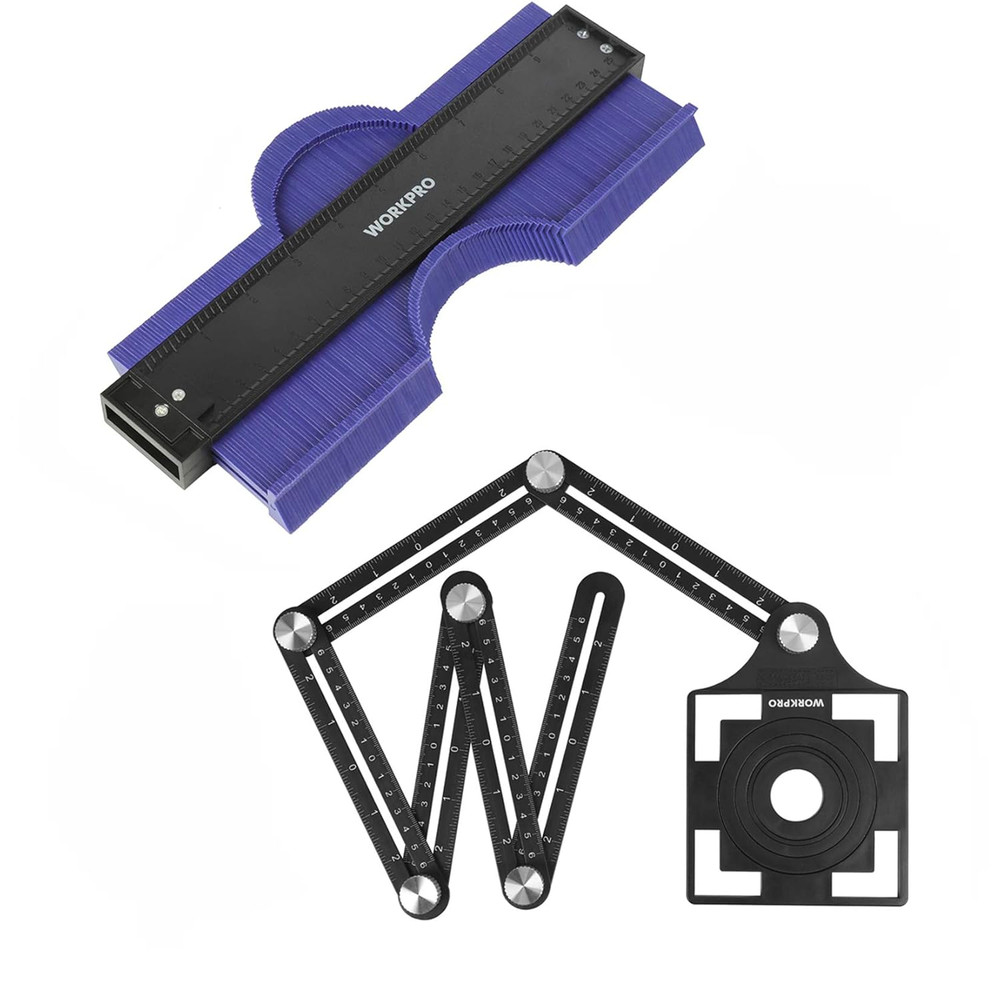10" and 6-Sided Angle Measuring Tool Combo Kit, Plastic Shape Contour Gauge D...