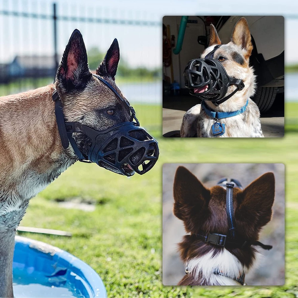 Dog Muzzle, Breathable Basket Muzzle Dogs Stop Biting Barking Chewing Medium #4