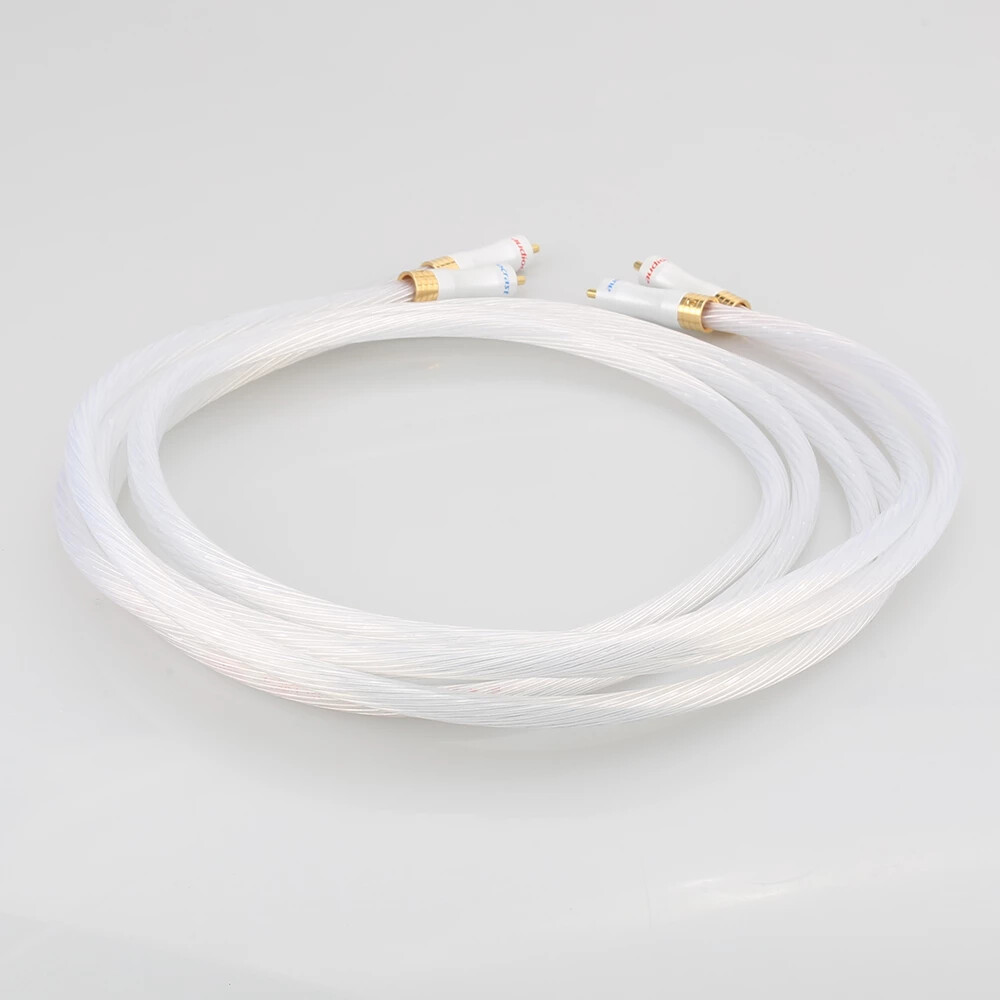 pair 1.5Meter 5N OCC Silver Plated Analog Cable Audio Interconnect Cable,