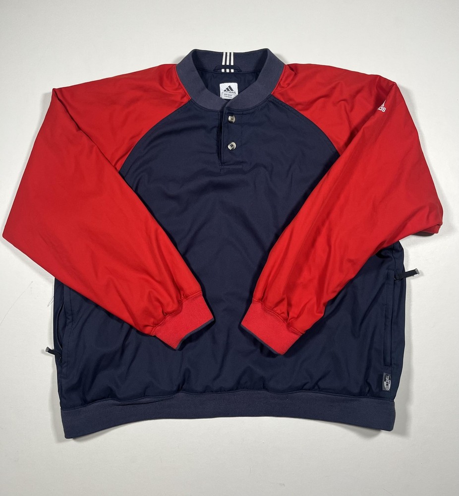 Adidas Pullover Jacket Mens Large Navy Red Climashell Wind Golf Windbreaker