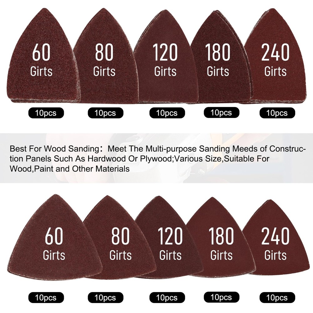 104Pcs Oscillating Multi-Tool Sanding Pads Kit, 2Pcs Triangle Pads...