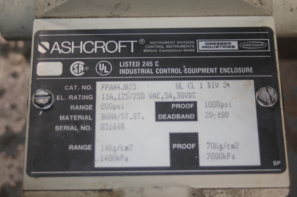 Ashcroft Pressure Switch PPAN4JB25