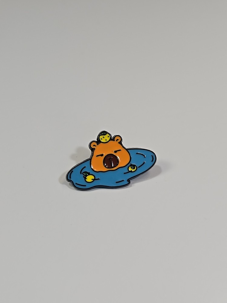 Capybara Swimming Lapel Pin Whimsical