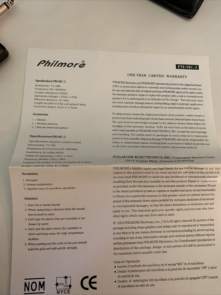 Philmore Super Professional Microphone PM-MC-3