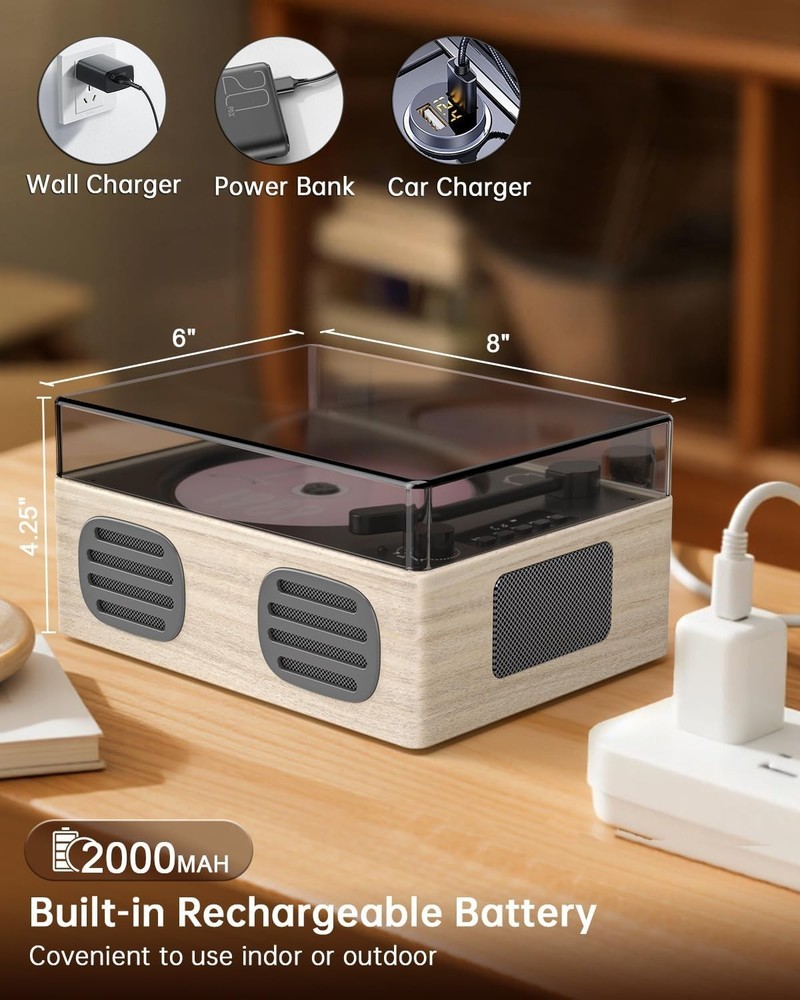 Portable Retro CD Player with Speakers, Bluetooth Input & Output, LED Screen,