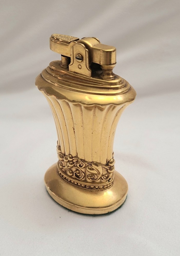 Vintage Gold Plate Ronson "NEPORT " Table Lighter Working Condition