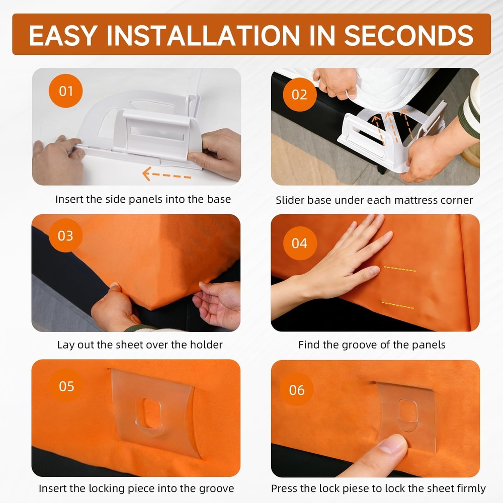 Upgrade Bed Holders for Corners - 4 Pack -Time Installation Locks, Heavy Duty...