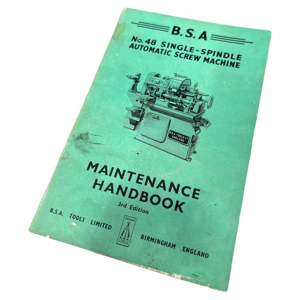 BSA Single Spindle Automatic Screw Machine Maintenance Manual Book 3rd Edition
