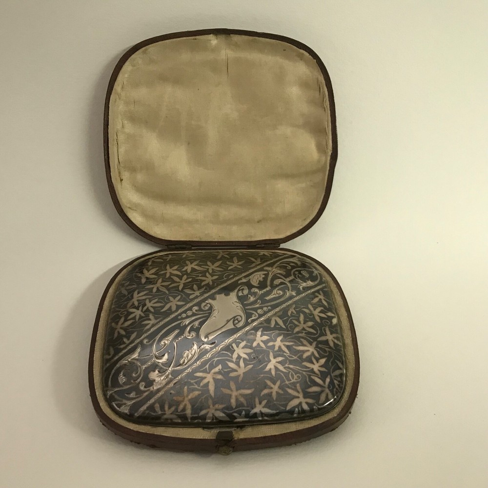 Antique Silver Niello Cigarette Case Snuffer