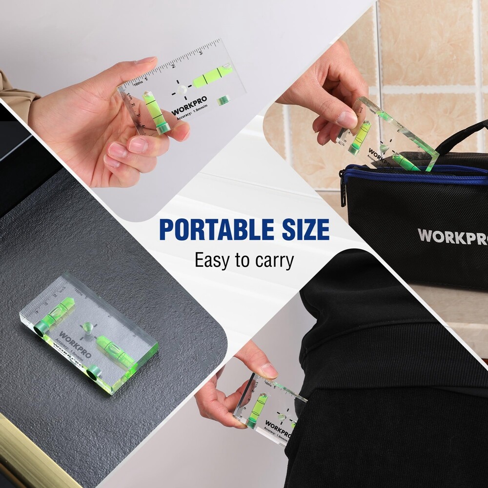 WORKPRO Small Level 3-3/4-inch Mini Level Tool Magnetic Level 2 Bubbles 90°/180°
