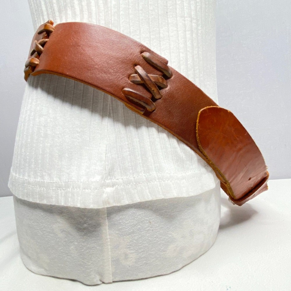 Leather Segmented Stitched Belt Unisex XL Gingerbread Brown