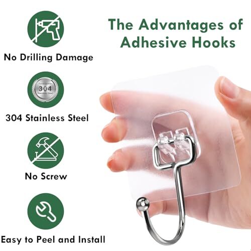 20Pck Wall Hooks Adhesive Hooks 22Lb Max Heavy Duty Adhesive Hooks Command Hooks