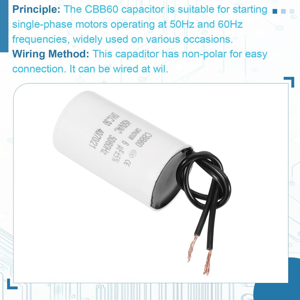 6uF CBB60 Running Capacitor Run Capacitors White