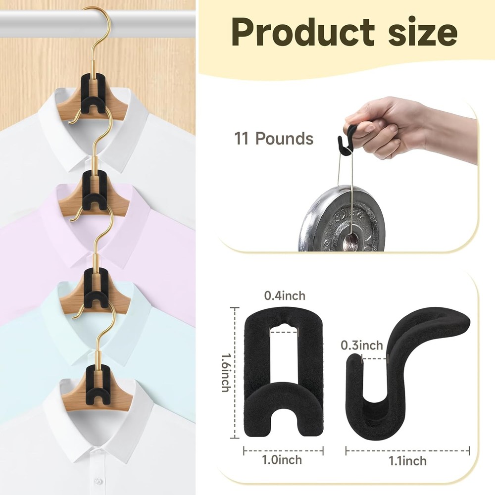 Clothes Hanger Connector Hooks Heavy Duty pace Saver Cascading Black