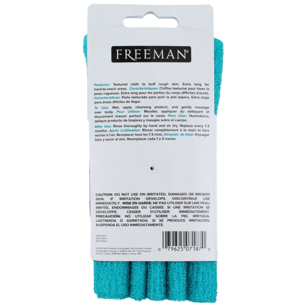 4 Pack Paris Presents Exfoliant Extra Long Bath & Shower Cloth, Assorted Colo...