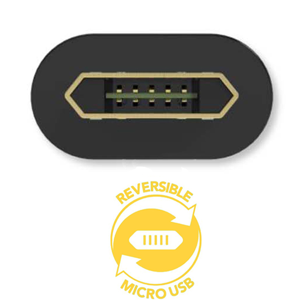 Double-Sided Reversible Micro USB to Reversible USB 2.0 Sync/Charging Cable Cord