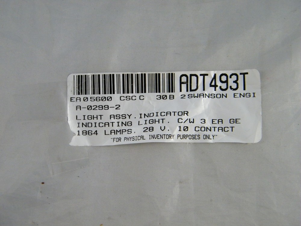 SWANSON ENGINEERING / MONITROL LIGHT ASSEMBLY INDICATOR ~ #A-0299-2
