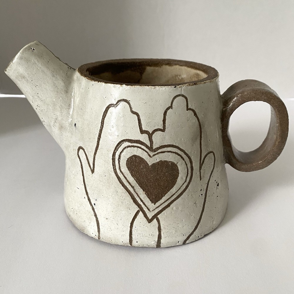 Studio Pottery Pitcher - Abstract Design - Open Hands Heart