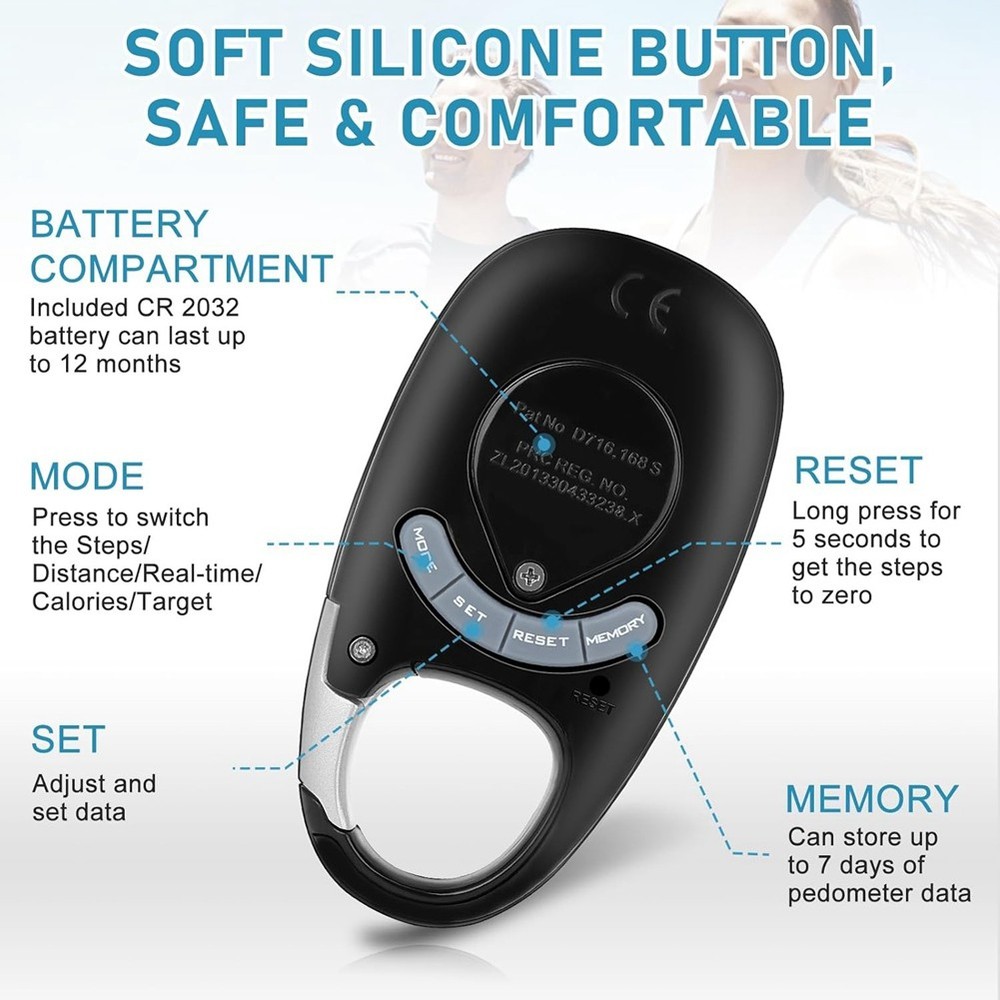 3D Pedometer for Walking Steps and Miles, Portable Step Counter for Walking3224