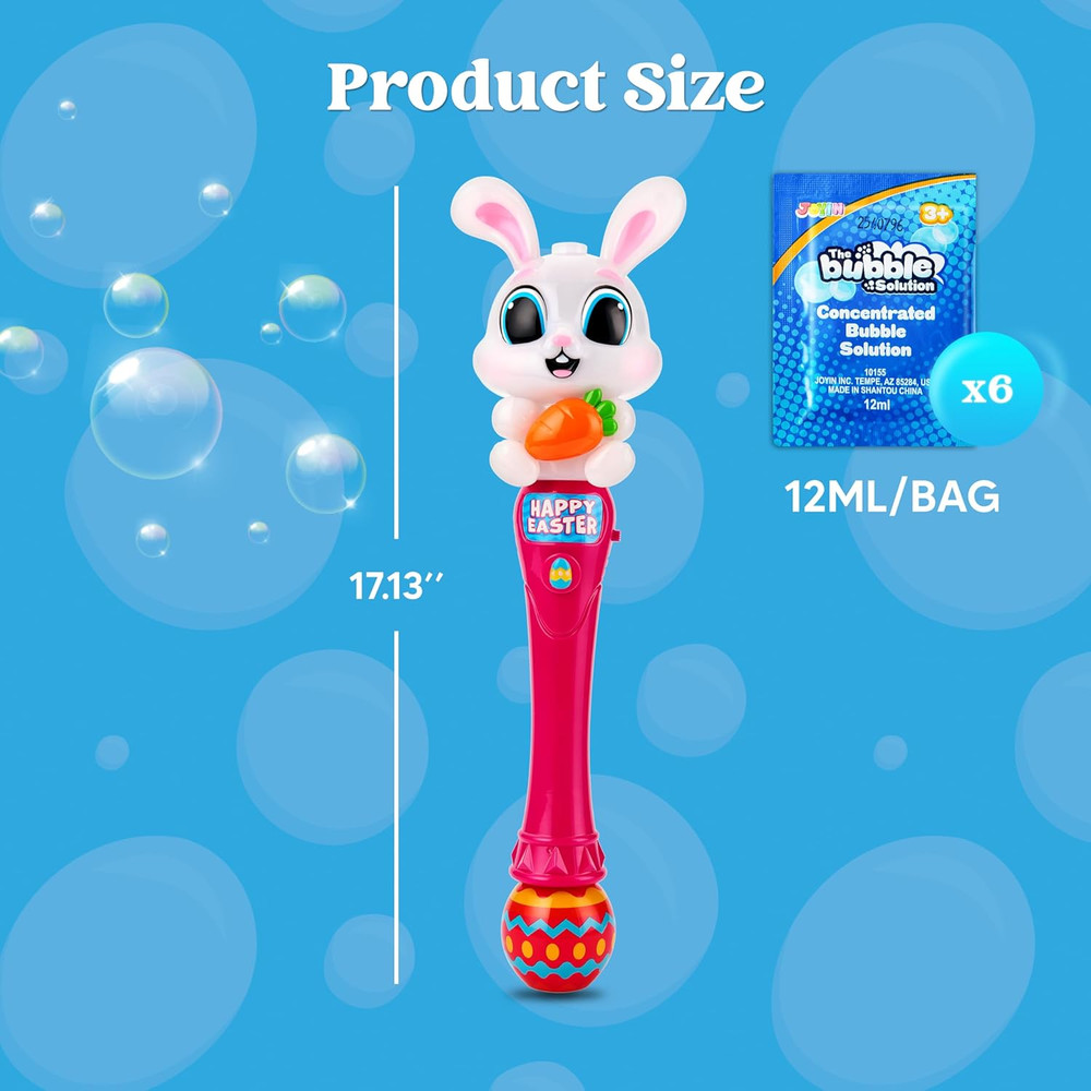 Sloosh Easter Bunny Bubble Wand for Kids Ages3+, Light Up Automatic Bubble Maker