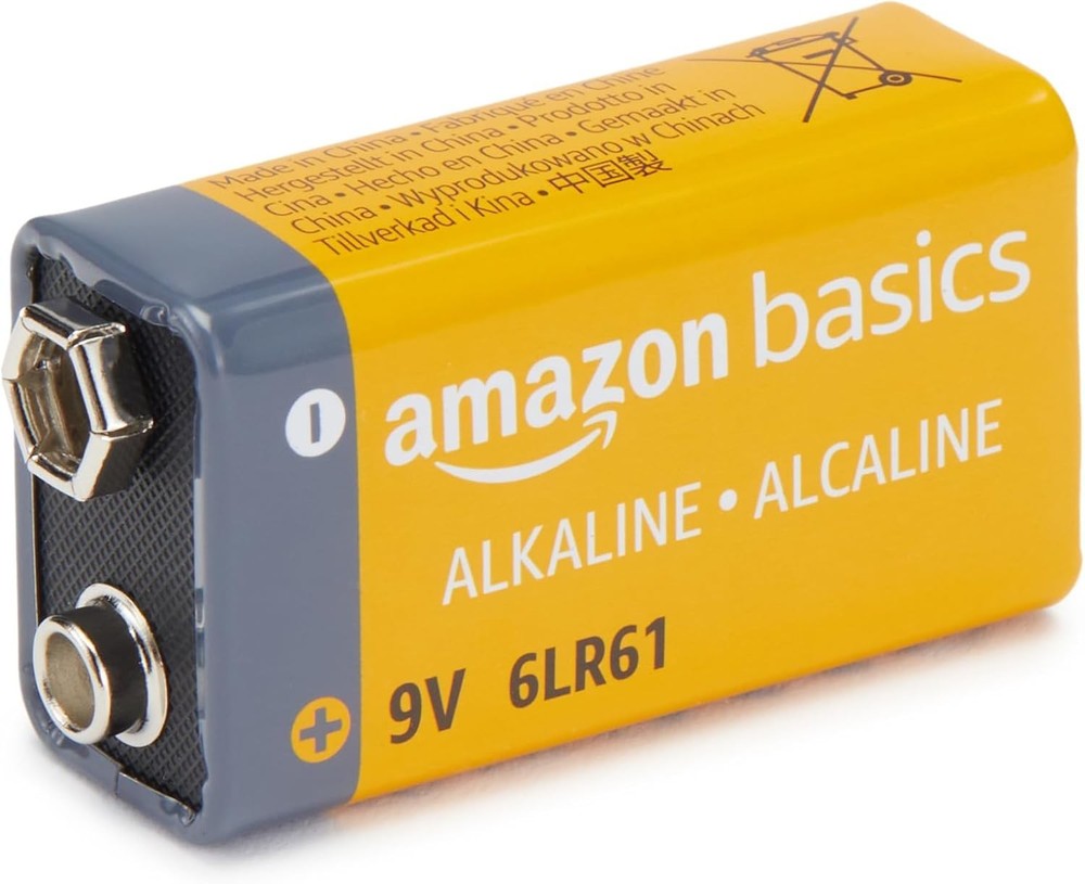 Amazon Basics 9V Alkaline Battery for Smoke/CO Detector and Electronics, 8 pack