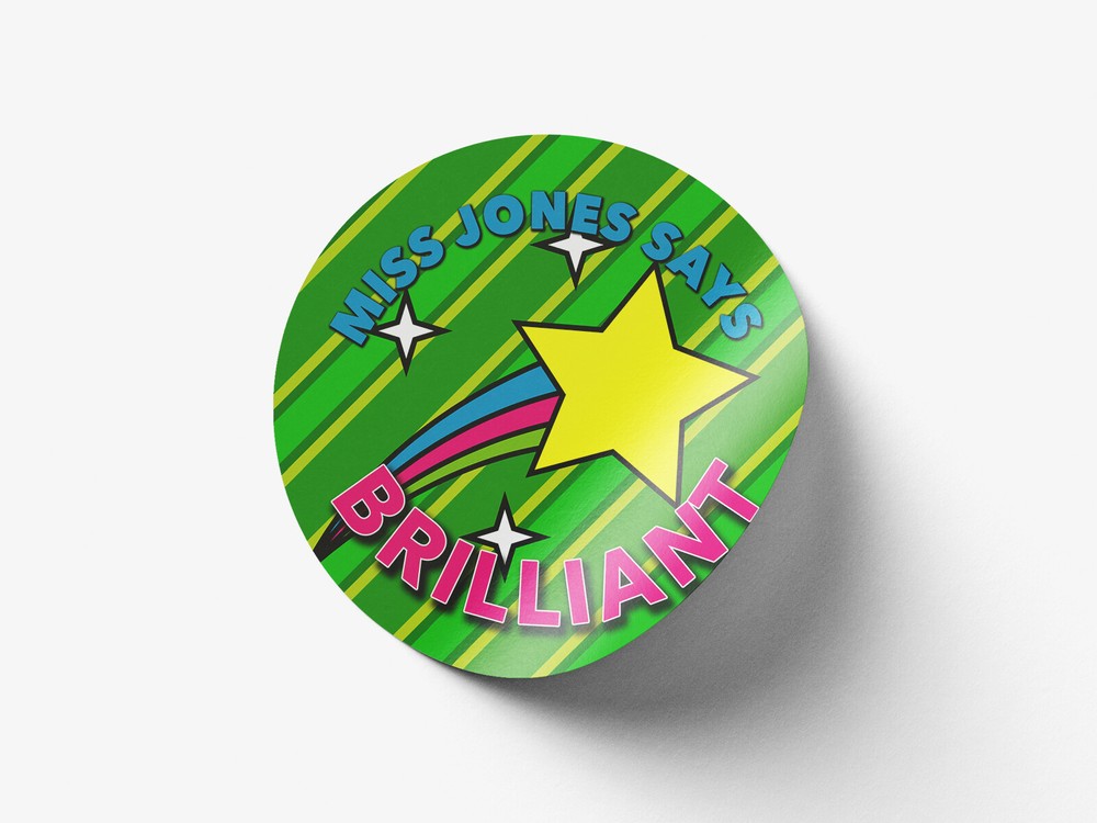 Personalised teacher round sticker labels, custom stickers