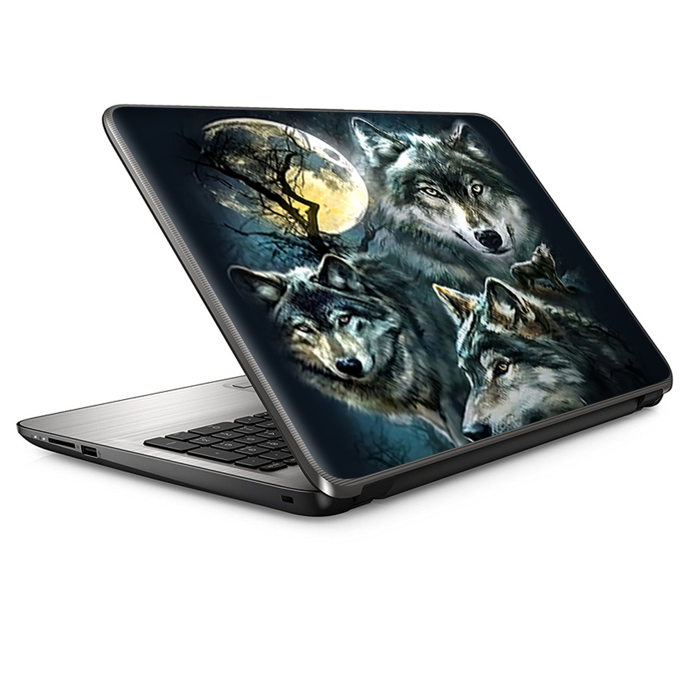 Universal Laptop Skins wrap for 15" - 3 Wolves Moonlight