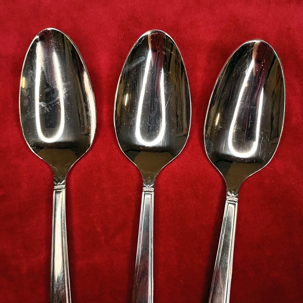 3 Soup Spoon Oneida Eave Glossy Stainless Flatware 7 1/8" Replacement Silverware